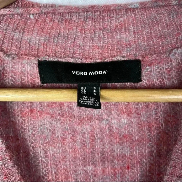 Vero Moda Pink Vilma Knit V Neck Long Slit Sweater S - Picture 5 of 6